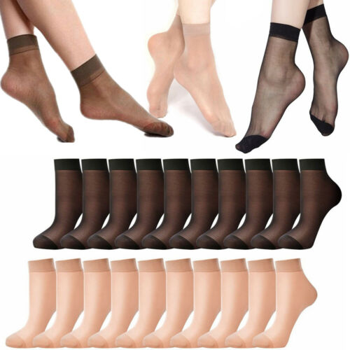 10-20 Pairs Women's Soft Nylon Elastic Ankle Sheer Hosiery Stockings Silk Socks - Picture 1 of 16
