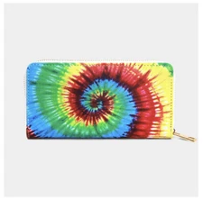 New Wallet Women’s  Tie Dye Blue Red Zip Around