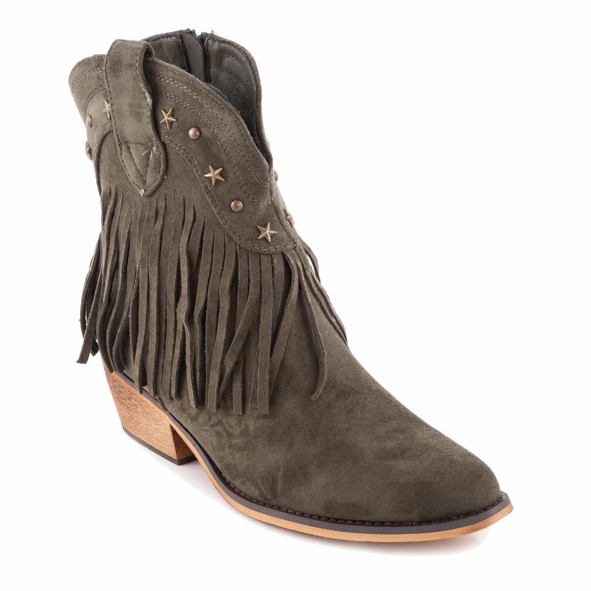 Bottines Cowboy Femme - Bottes Western Talon Bloc, Bout Pointu, Fermeture éclair