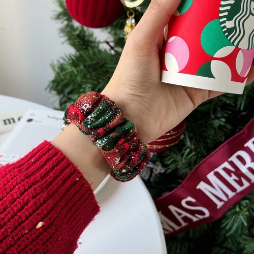 Christmas Scrunchies Soft Elastic Band For iWatch Series SE 10 9 7 5 3 1 Ultra - Picture 4 of 11