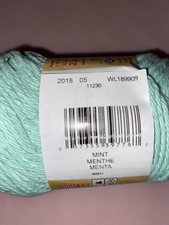 Peaches & Creme Cotton Yarn Mint (Bluish Green) 2.5 oz. Skein - Image 4 of 4