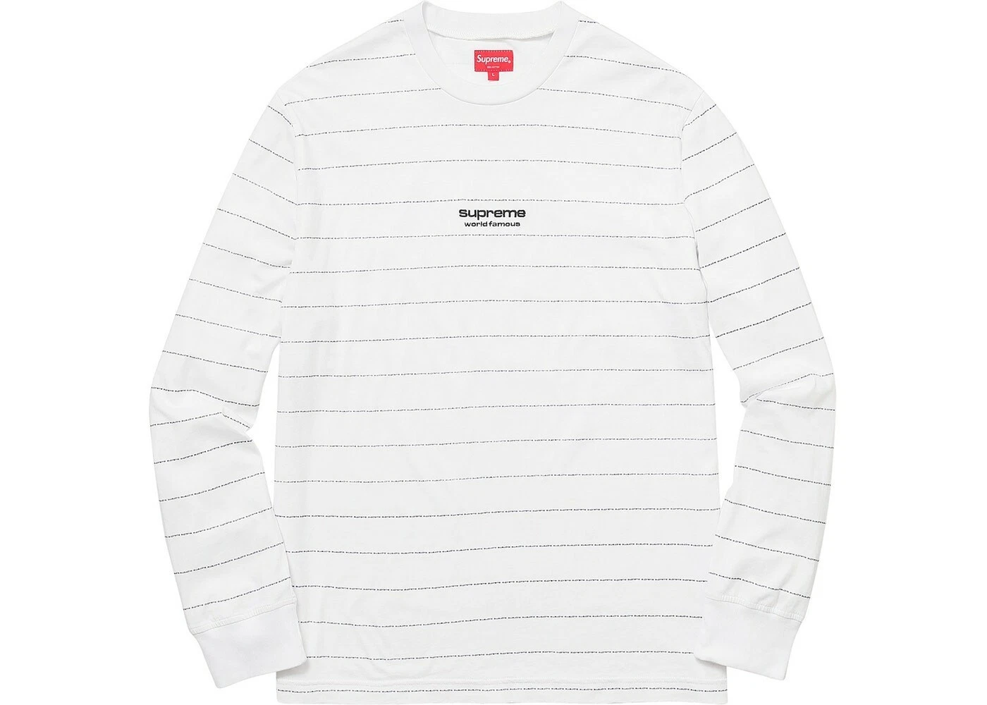 NEUF FW17 SUPREME LOGO BANDE L/S TOP T SHIRT BLANC GRAND L VENDEUR DE CONFIANCE !