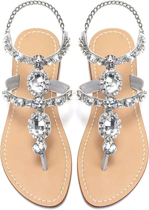 Flat sandals with best sale gems