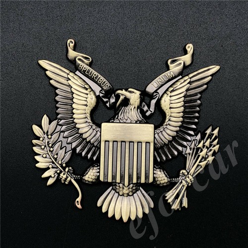2Pcs 3D Metal Bronze Presidential Eagle Car Luggage Emblem Decal Stickers - Bild 6 von 7