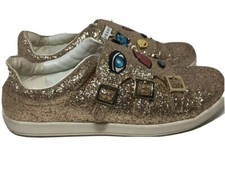 Sam Edelman Womens Liv Wendy Glittery Gold Sneakers Size 5 Adjustable Fasteners