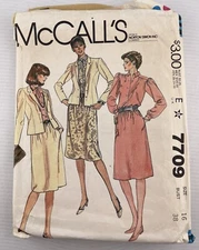 McCalls Sewing Pattern 7709 Jacket Blouse Tie Skirt Outfit Vintage 1981 Size 16