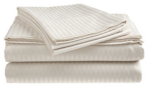 Luxurious 400 Thread Count Dobby Stripe Sheet Set 100% Cotton 9 Colors 4 Sizes - Picture 25 of 68