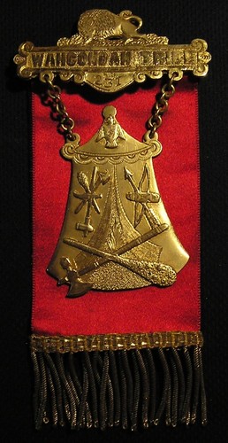 1880's-90's IORM ORDER OF RED MEN WAHCONDAH TRIBE BADGE MEDAL RIBBON BUFFALO NY