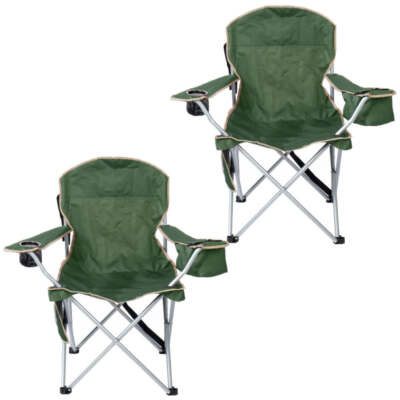 2 Pack Camping Chairs with Built-in Ice Cooler,Portable Chair, Storage Pocket