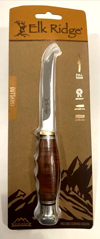 Cuchillo fijo Elk Ridge Outskirt 8Cr13MoV hoja de acero mango apilado ER-200-30LBR Foto 3 de 4