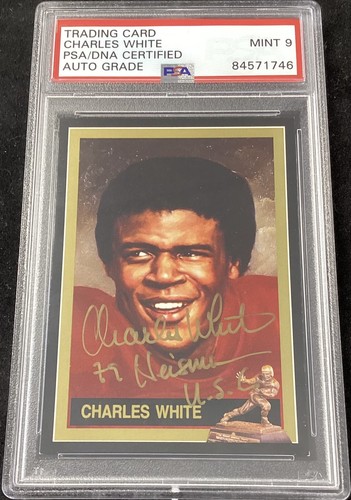 Charles White Signed 1991 Heisman Card #45 Trojans Inscrip PSA/DNA Auto Mint 9 - Picture 2 of 3