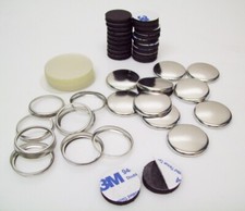 1" Collet Back Magnet Button Parts with Rubber Magnets w/ 3M Adhesive - 100