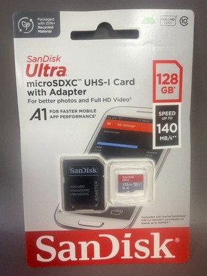 SanDisk Ultra 128GB microSDXC UHS-I Speicherkarte mit SD Adapter A1 140MB/s Neu BN