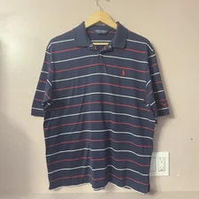 Polo Ralph Lauren Golf Shirt Stripe Navy Blue Men Size L