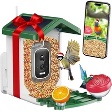 Bird Feeder with Camera, 2.5K UHD, AI Bird Species Recognition, Solar Powered...