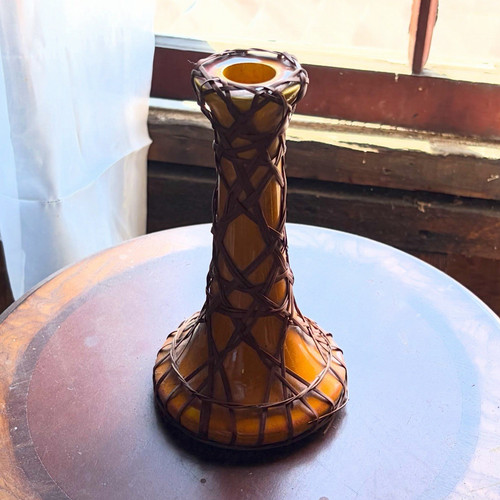 Antique Japanese Awaji candlestick holder