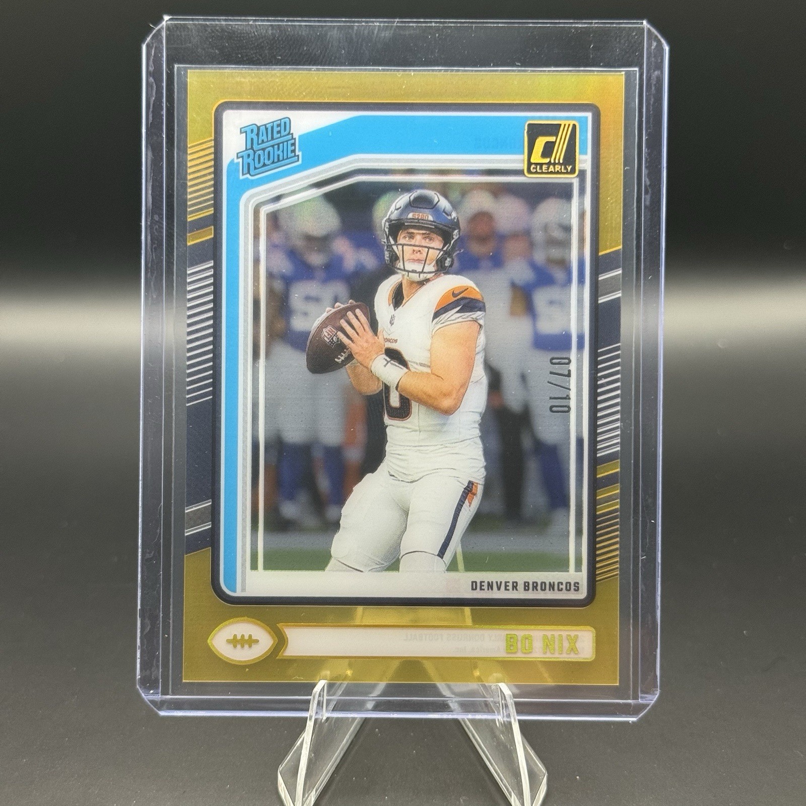 2024 Clearly Donruss Bo Nix GOLD Rated Rookie RC #56 Denver Broncos 07/10 SSP 🔥