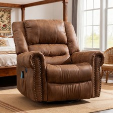 360  Swivel Rocker Manual Recliner Chair Nursery Rocking Chair w/ Massage  Heat