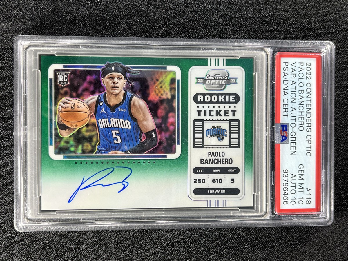 2022-23 Contenders Optic Paolo Banchero Variation Green Auto RC /75 PSA 10/10