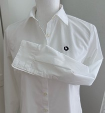 Lands’ End Women’s Uniform Button-Up Shirt JP Morgan Chase Logo White Size 2