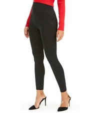 INC Seamless Embossed Paisley-Print Leggings (M/L) Black New