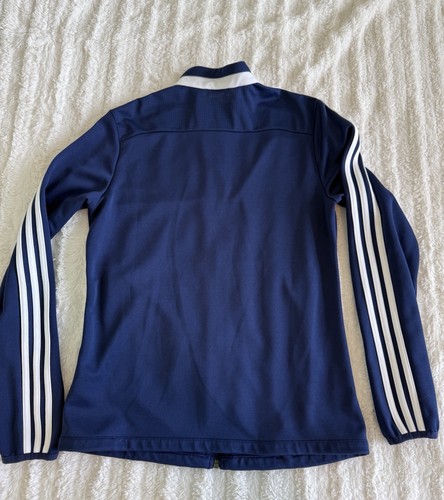 Adidas Zip Up Jacket Womens Size Small Blue Climacool 3 Stripes Pockets - Picture 2 of 8