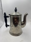 Antique Coffee Tea Pot ROME Metal Ware Black Wood Handle Hinged Lid Curved Spout