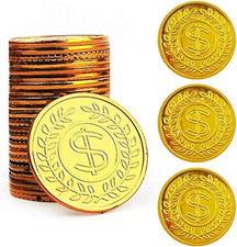 Pirate Gold Coins Plastic Set of 100,Play Gold Treasure Coins for Play Favor