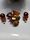Vintage Wendy Gell Signed Rhinestones Gold Tone BROCH & Clip Earrings - Rare  — photo 4