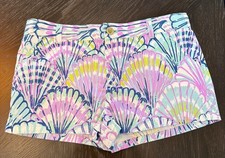 Lilly Pulitzer Oh Shello Girls 14 Printed Cotton Shorts Size 14 Shell Beach Purp