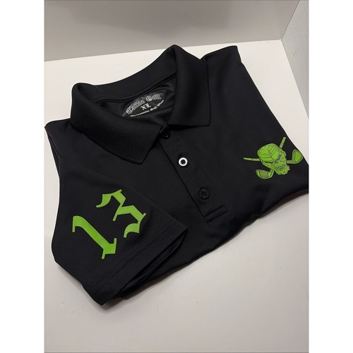 Tatouage chemise de golf homme XL noir polo crâne 13 clubs os croisés vêtements de golf - Photo 15/18
