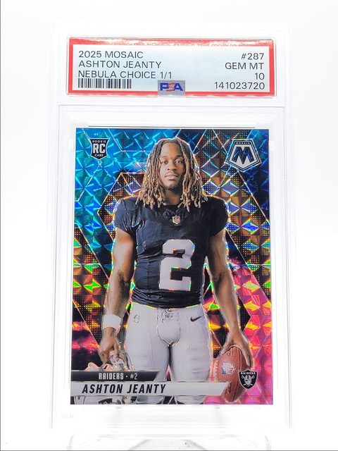ASHTON JEANTY 2025 MOSAIC ROOKIE CHOICE NEBULA VARIATION RC 1/1 PSA 10 Q0895
