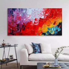 Modern Abstract Texture Red Hand Painted Oil Painting on Canvas Home Decoration