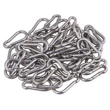 304 Stainless Steel Spring Snap Hook Clips Quick Link M4x40mm Set of 100