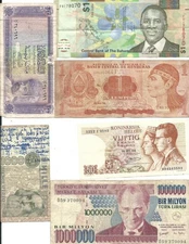 6  Vintage Foreign World Banknotes as in scan/ FREE FAST SHIPPING!