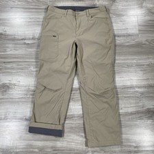 Eddie Bauer Pants Mens 36x30 Beige Fleece Lined Stretch Outdoors Rainier Guide