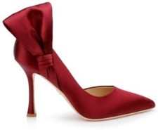 Badgley Mischka Alejandra Pump Burgundy 10 New Glam Pointed Toe Satin Bow