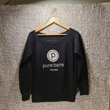 Pure Barre Black Pullover Sweater Fleece Lining Made In USA "TACOMA"
