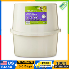 Top Entry Cat Litter Box w/ Grooved Lid Large Enclosed Anti Scatter Design