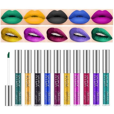 KYDA 10 Colors Lipstick Set, Green Lipstick Metallic Lipstick Set, Non-Stick Cup
