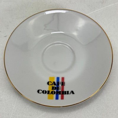 Cafe de Colombia Saucer Plate White Gold Trim Diamante 5''