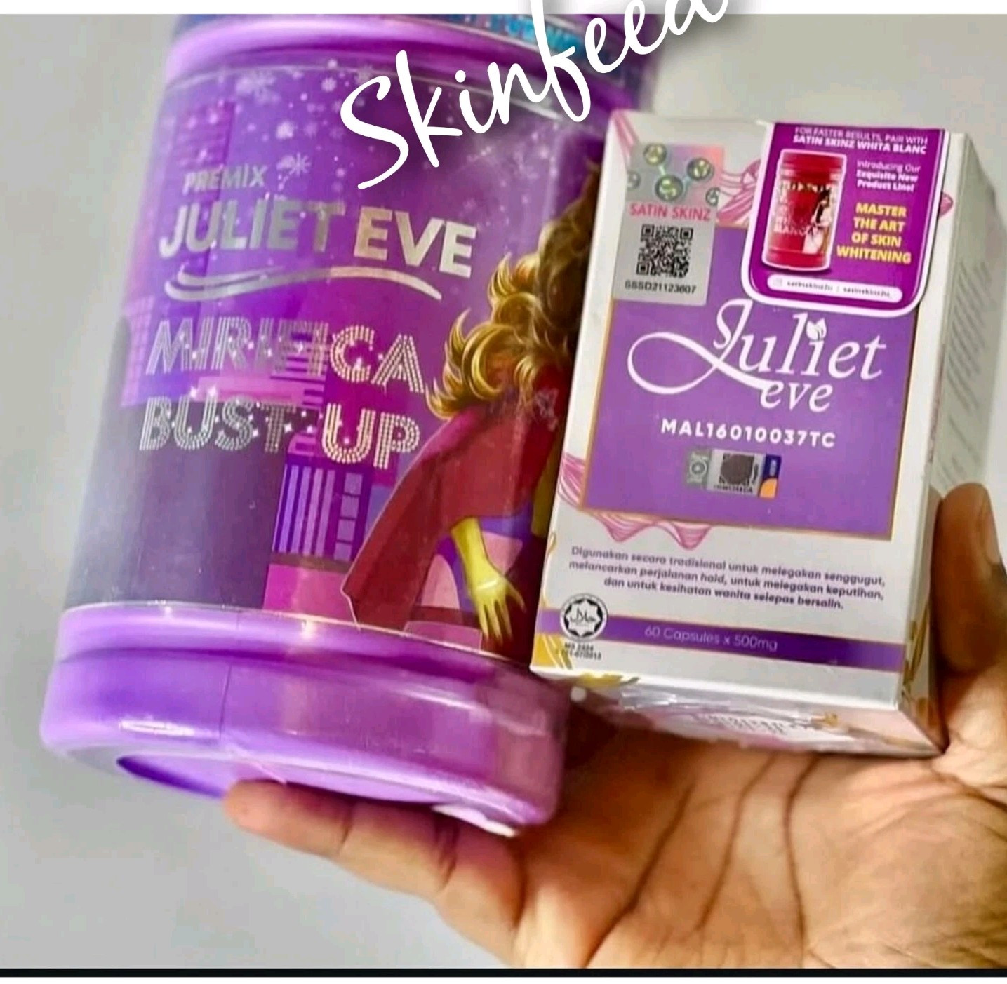2pc Satin Skinz with Juliet EVE Mirifica Bust Up 800g & 60cap Bottle  