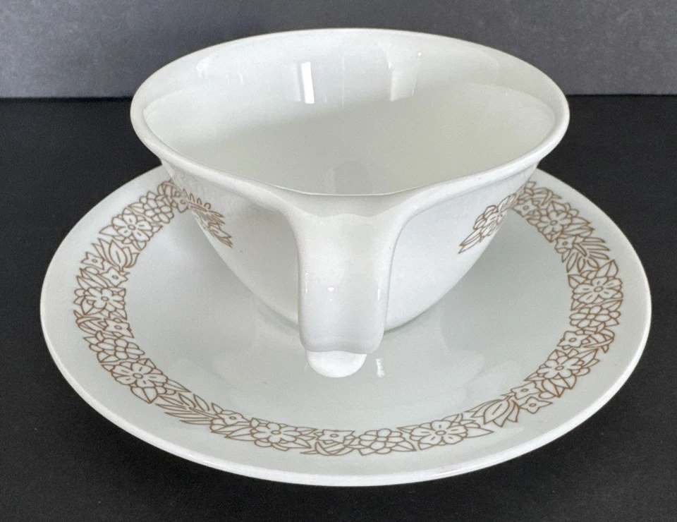 "Juego de 4 tazas y platillos Corelle Corning Woodland marrón vintage redondos de 6,25""" Foto 3 de 4