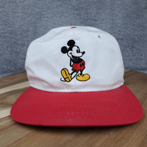 Cappello Vintage Disney Berretto Strapback Bianco Rosso Topolino Magic Kingdom Regolabile - Foto 1 di 9