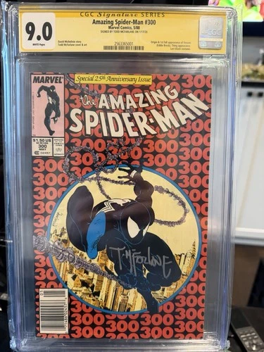 AMAZING SPIDER-MAN #300 CGC 9.0 1ST VENOM 1988 SS MCFARLANE AUTO Newsstand