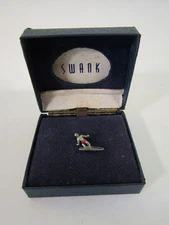 Vintage Silver Swank Surfer In Red Swim Trunks Tie Pin NEW IN BOX