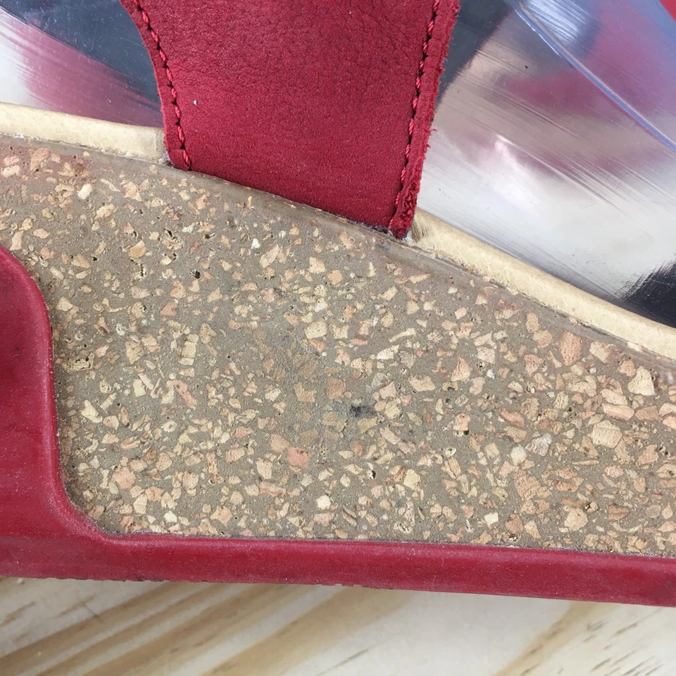 Женские сандалии El Naturalista 41 лист на танкетке с ремешком на лодыжке красные кожаные пробковые N5001 - Изображение 4 из 4