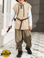 Boys Kids Renaissance Pirate Viking Sleeveless Lace Up Shirt