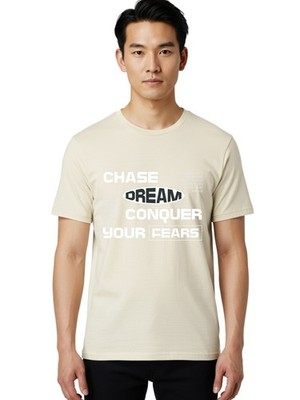 Chase-Dream-Conquer-Your-Fears Mens Graphic Tee, 100% Cotton, Casual Summer Wear