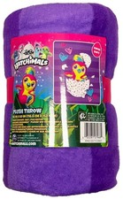 New Jay Franco Girls Hatchimals Purple Striped Plush Throw Blanket 46  x 60"